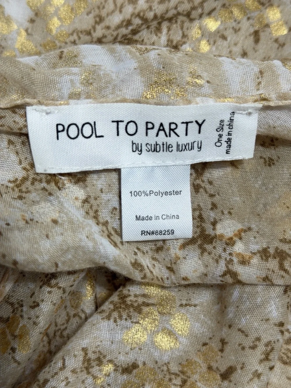 Pool To Party By Subtle Luxury Gold Neutral Toned Wrap Sarong - Picture 8 of 11